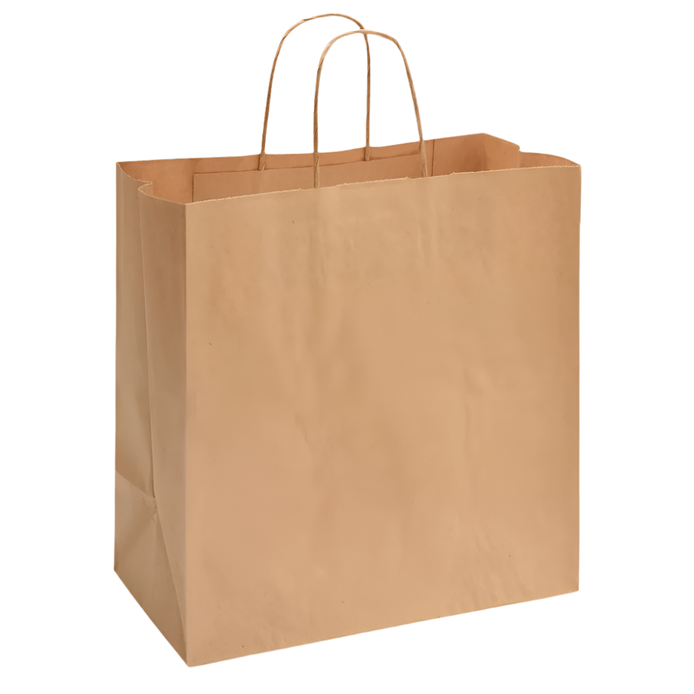 13 x 6.75 x 13" Kraft Paper Shopping Bags, Delivery-250 pcs