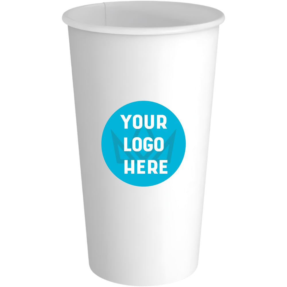 16 oz. White Paper Hot Cups - Single Wall - Branding Cups - 1000 pcs per case