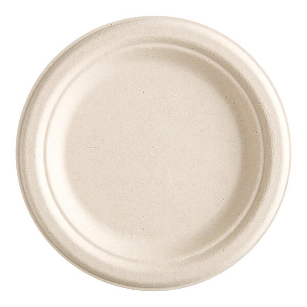 7" Round Bagasse Plate-1000 pcs