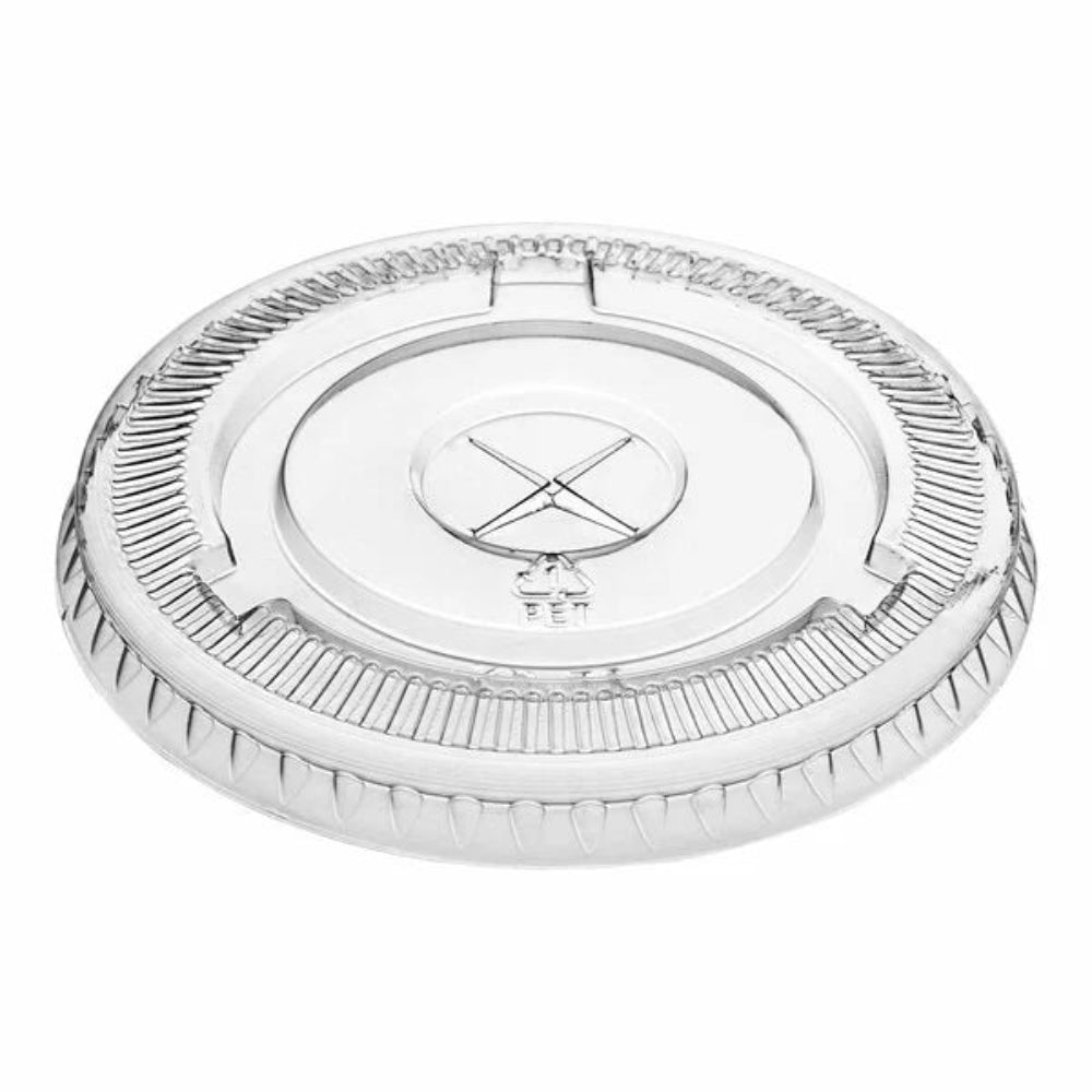 Tapas planas de 78 mm con ranura para para vasos PET transparentes de 8 a 10 oz - 2000 piezas