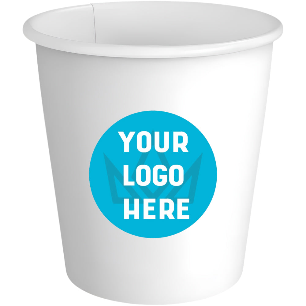 8 oz. White Paper Hot Cups - Single Wall - Branding Cups - 1000 pcs per case