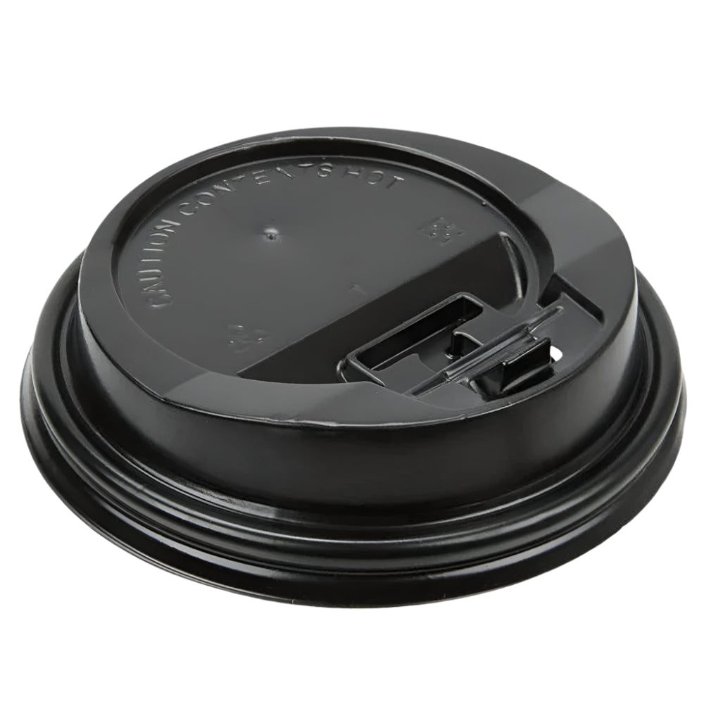8 oz Black Dome Lids with Hinged Tab-1000 pcs