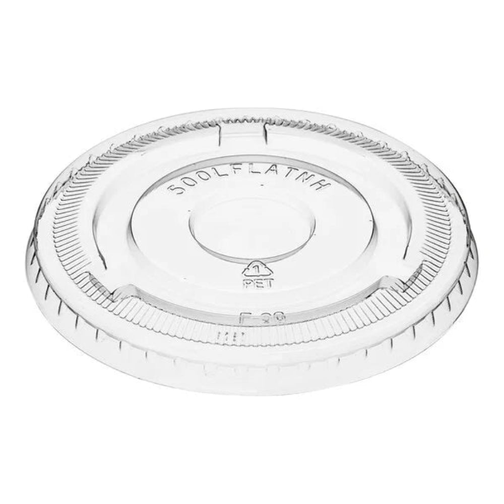 Tapas planas de 92 mm sin agujeros para vasos PET transparentes de 5 a 12 oz - 1000 piezas