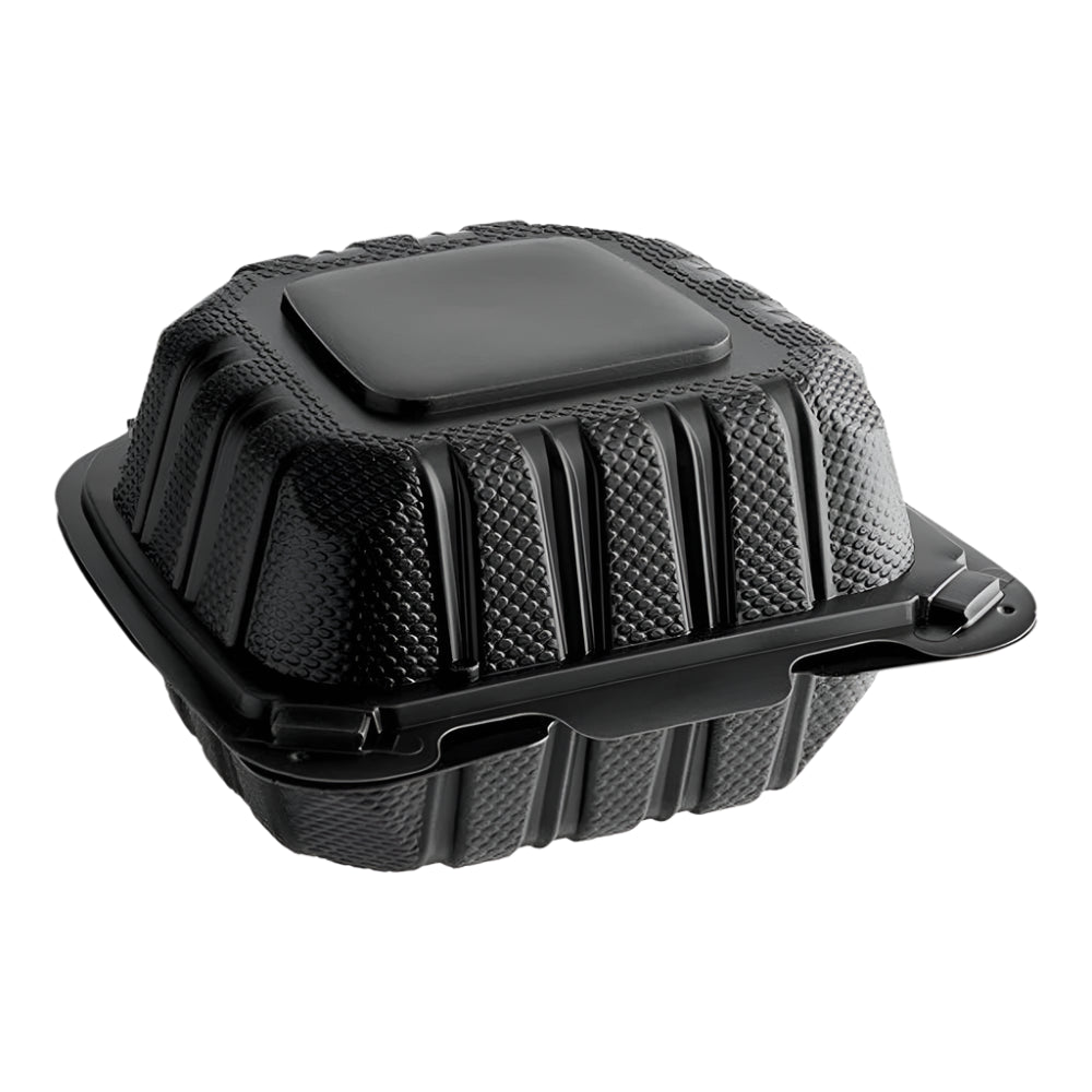 6"x 6" Black Mineral Clamshell, 1 Compartment-350 pcs