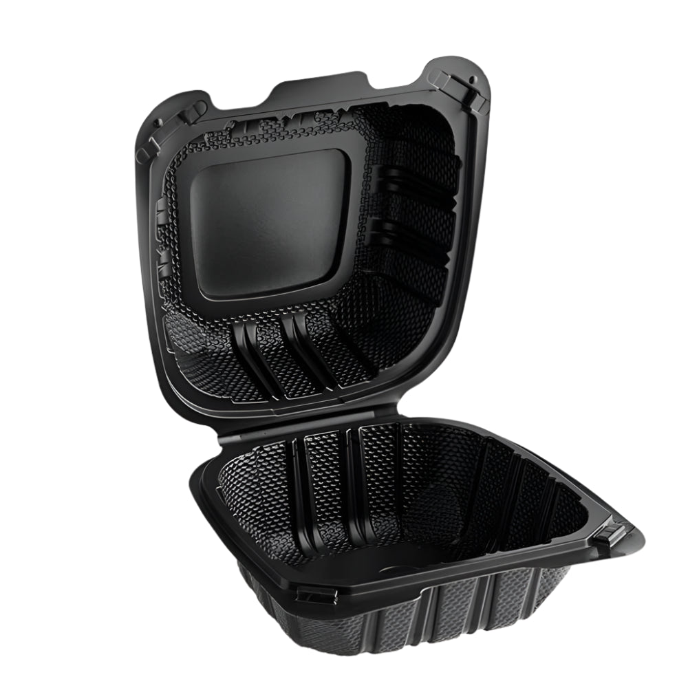 6"x 6" Black Mineral Clamshell, 1 Compartment-350 pcs