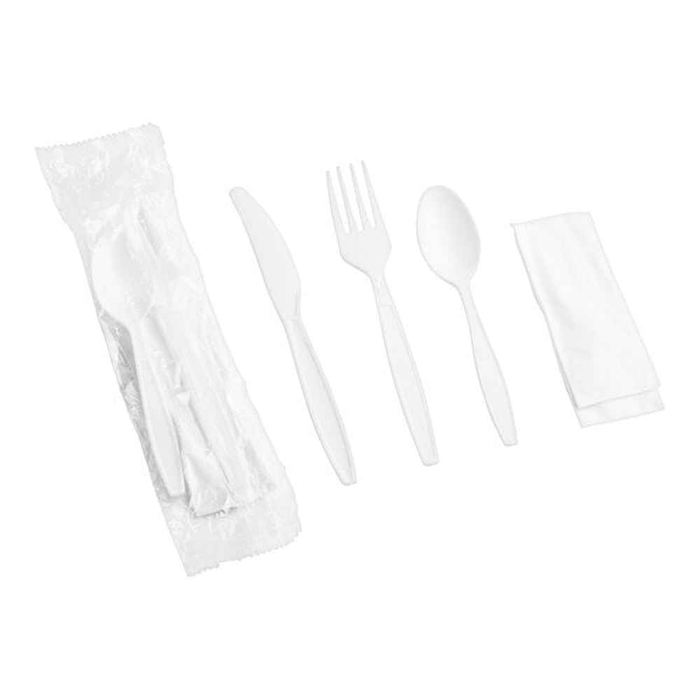 Cutlery 4/1 Medium Weight (Fork, Knife, Spoon, Napkin)-Black/White-500 pcs