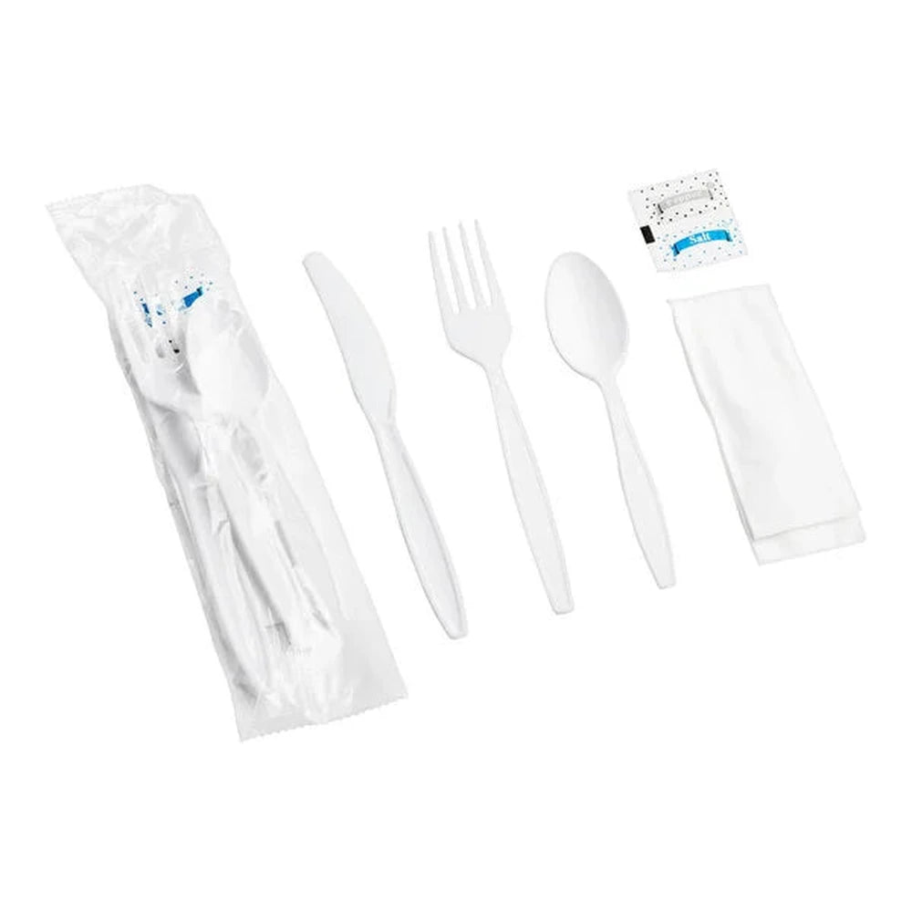 Cutlery 6/1 Medium Weight (Fork, Knife, Spoon, Napkin, Salt, Peper)-Black/White-500 pcs