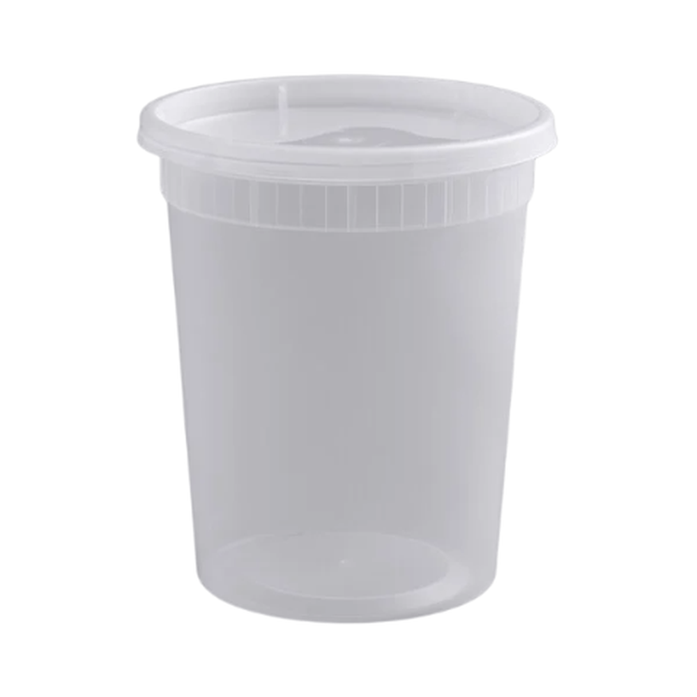 32 oz.Translucent Round Plastic Deli Container, Comes with Lid-240 pcs