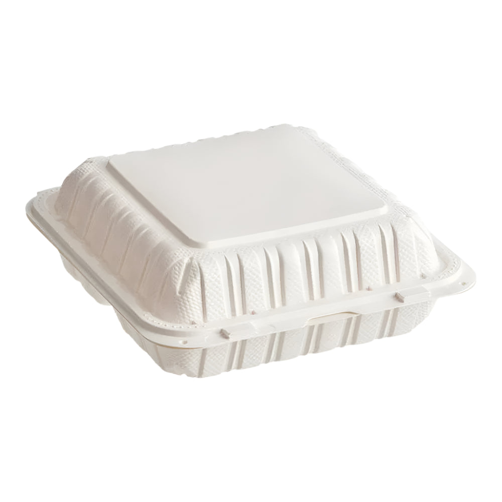9"x 9" White Mineral Clamshell, 1 Compartment-150 pcs