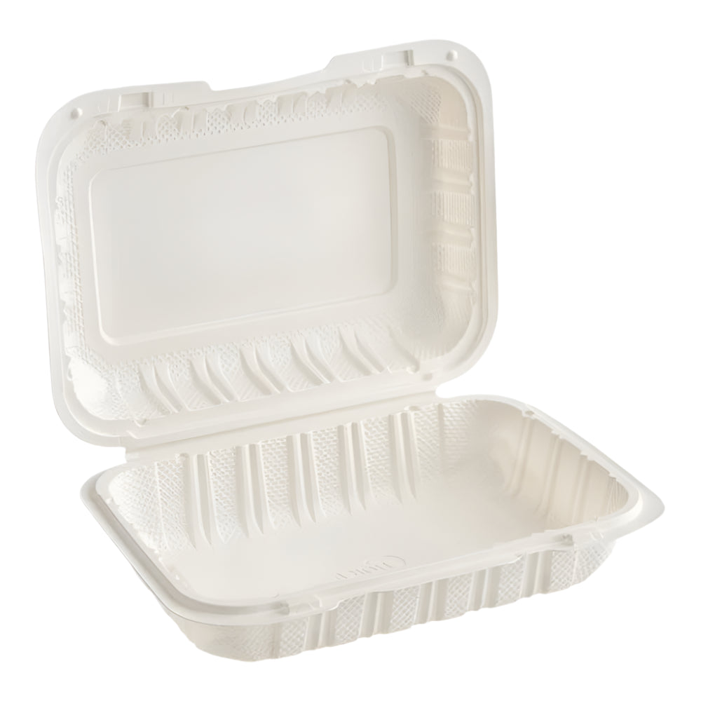 9"x 6" White Mineral Clamshell, 1 Compartment-200 pcs