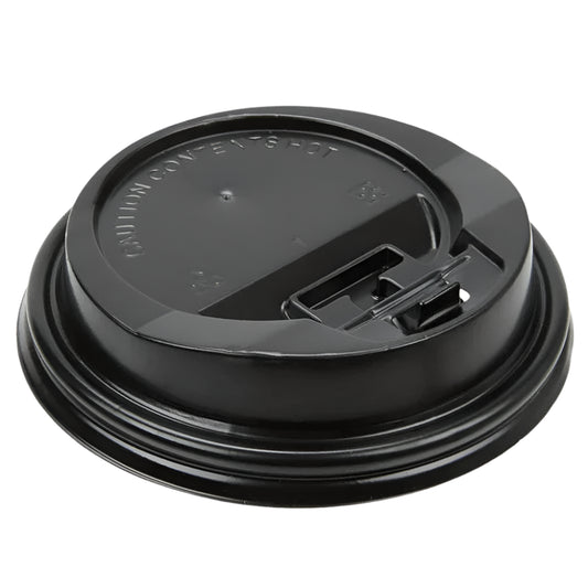 10-24 oz Black Dome Lids with Hinged Tab-1000 pcs