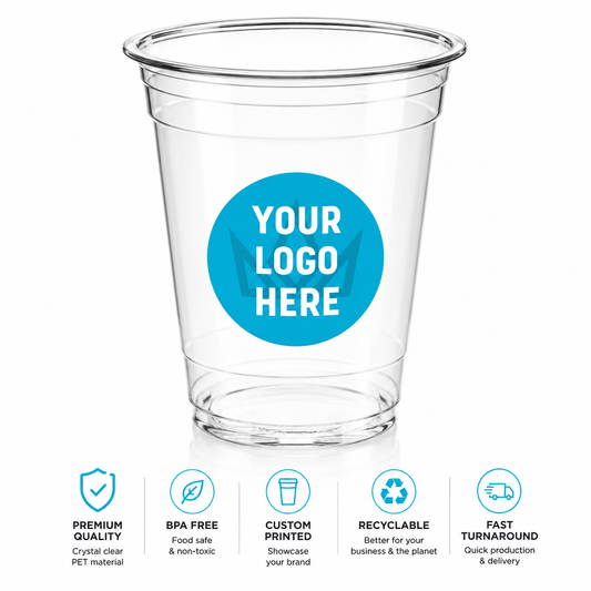 10 oz Custom Printed PET Clear Cups–1000/Case