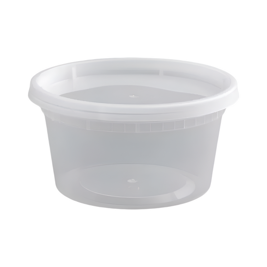 12 oz.Translucent Round Plastic Deli Container, Comes with Lid-250 pcs