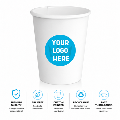 Vasos de papel blanco de 16 oz - Pared simple - Vasos personalizables para marca - 1000 unidades por caja