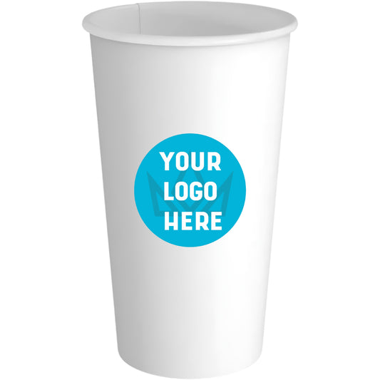 Vasos de papel blanco de 16 oz - Pared simple - Vasos personalizables para marca - 1000 unidades por caja