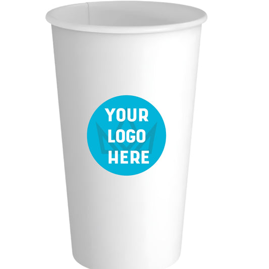 Vasos de papel blanco de 20 oz - Pared simple - Vasos personalizables para marca - 600 unidades por caja