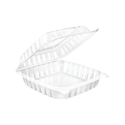 8" x 8" PET Clear Clamshell, 1 Compartment-250 pcs