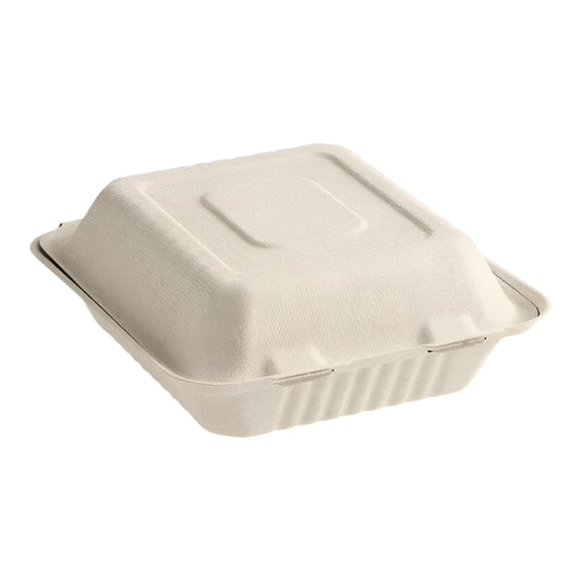 8" x 8" Bagasse Clamshell, 1 Compartment-200 pcs