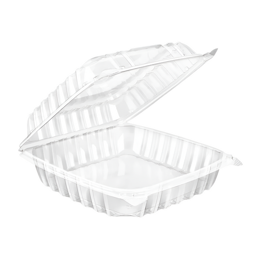 9" x 9" PET Clear Clamshell, 1 Compartment-200 pcs