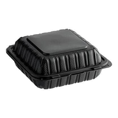 9"x 9" Black Mineral Clamshell, 1 Compartment-150 pcs