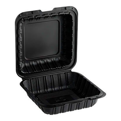 8"x 8" Black Mineral Clamshell, 1 Compartment-150 pcs