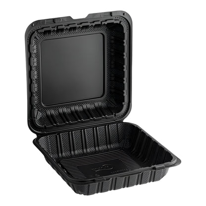 9"x 9" Black Mineral Clamshell, 1 Compartment-150 pcs