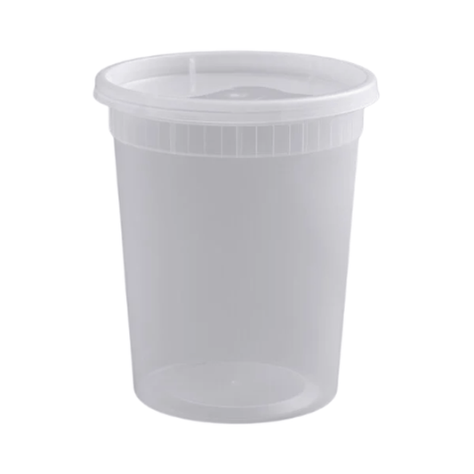 32 oz.Translucent Round Plastic Deli Container, Comes with Lid-240 pcs