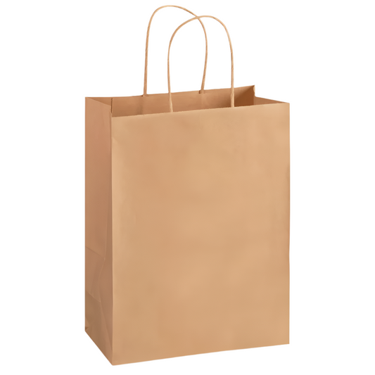 10.25 x 6.3 x 13" Kraft Paper Shopping Bags-250 pcs