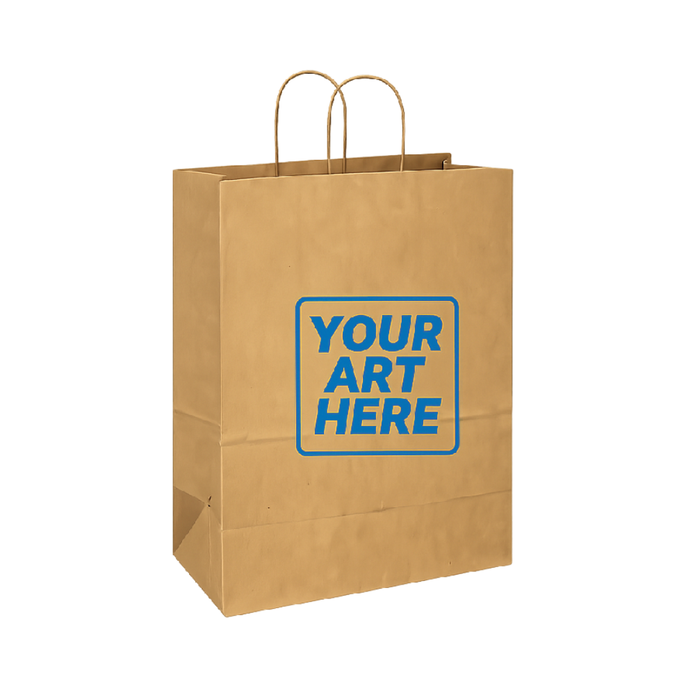 12” x 9” x 15.75” Custom Printed Kraft Bag–200/Case