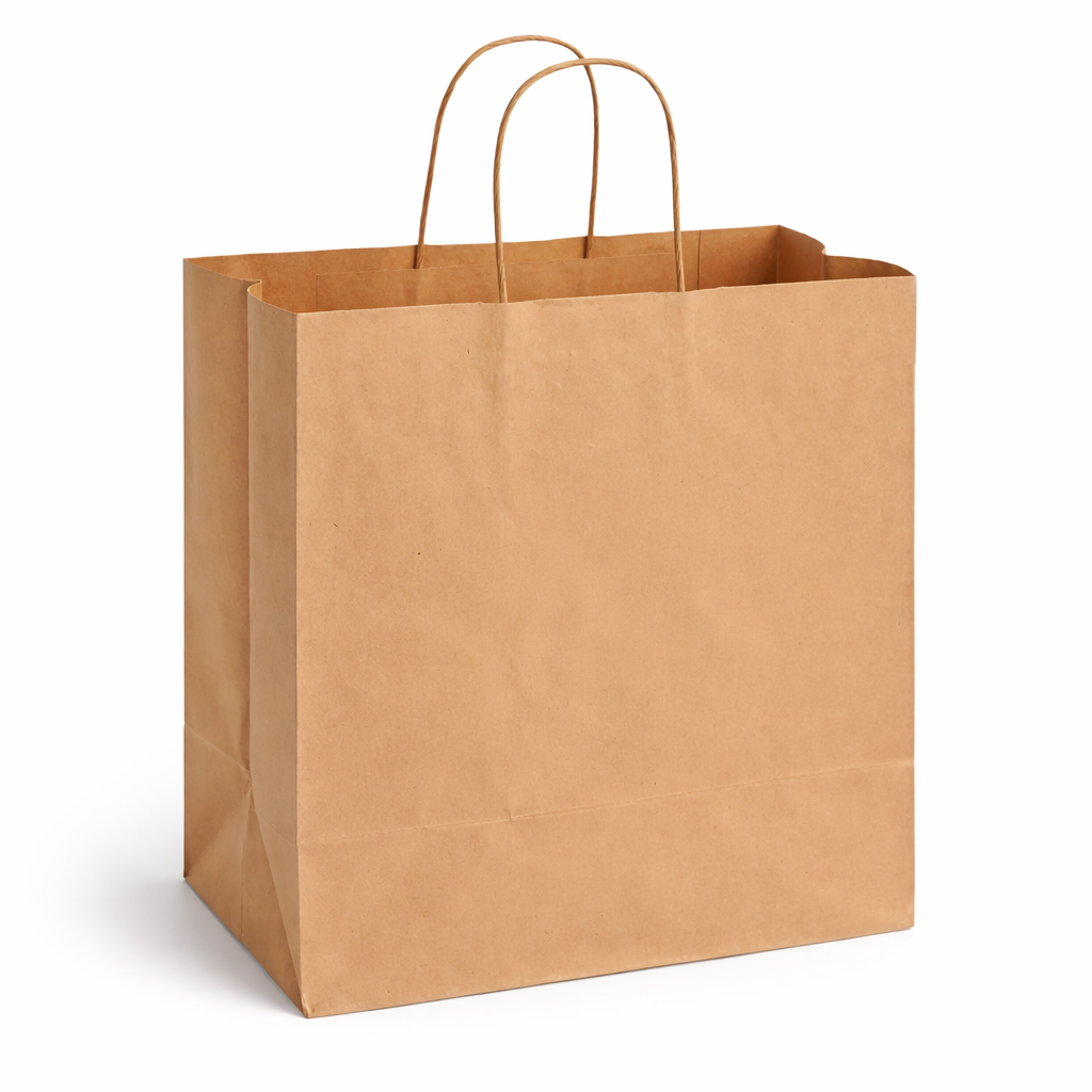 Bolsas de papel kraft para compras, 13 x 6,75 x 13 pulgadas, 250 unidades