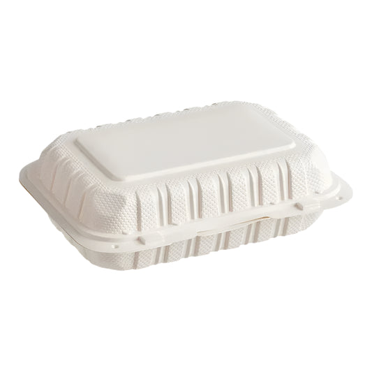 9"x 6" White Mineral Clamshell, 1 Compartment-200 pcs