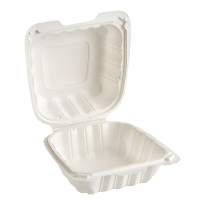 6"x 6" White Mineral Clamshell, 1 Compartment-350 pcs