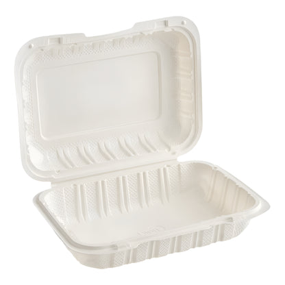 9"x 6" White Mineral Clamshell, 1 Compartment-200 pcs