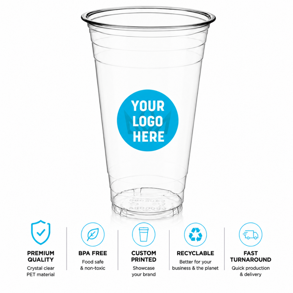 24 oz Custom Printed PET Clear Cups–600/Case